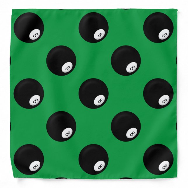 Eight Ball Billiard Theme Green Bandana (Front)