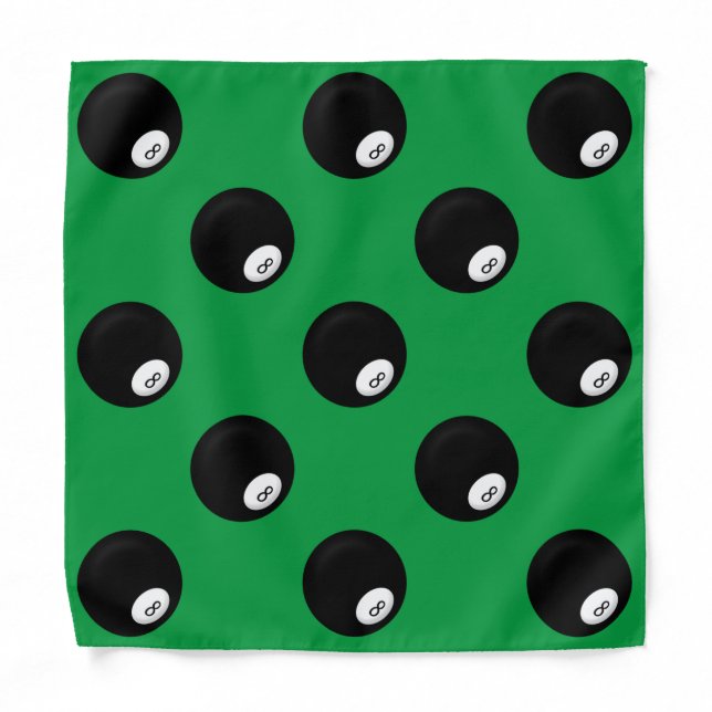 Eight Ball Billiard Theme Green Bandana (Front)