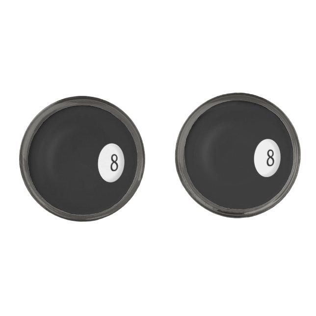 Eight Ball Billiard Theme Gunmetal Finish Cufflinks (Front)
