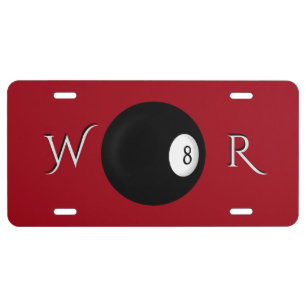 Eight Ball Billiard Theme License Plate
