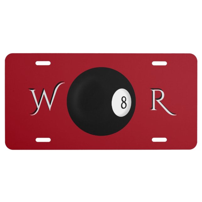 Eight Ball Billiard Theme License Plate (Front)