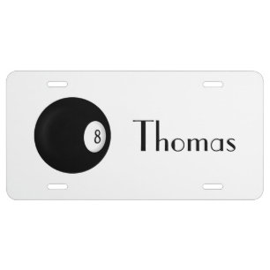 Eight Ball Billiard Theme License Plate