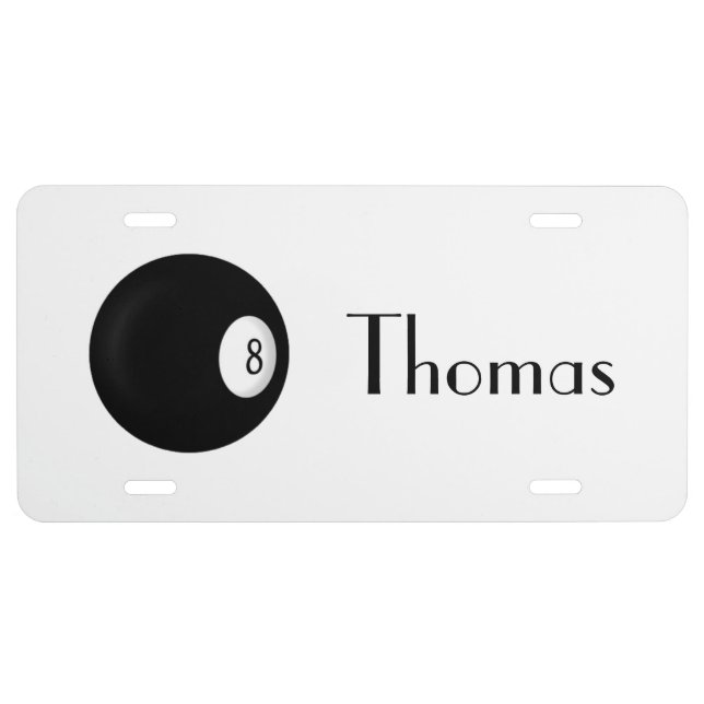 Eight Ball Billiard Theme License Plate (Front)