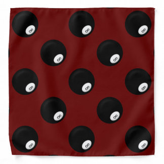 Eight Ball Billiard Theme Maroon Bandana
