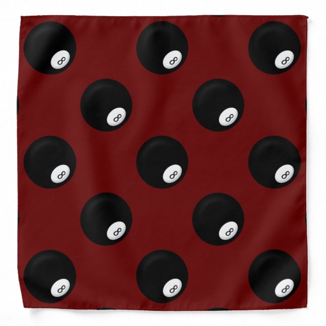 Eight Ball Billiard Theme Maroon Bandana (Front)