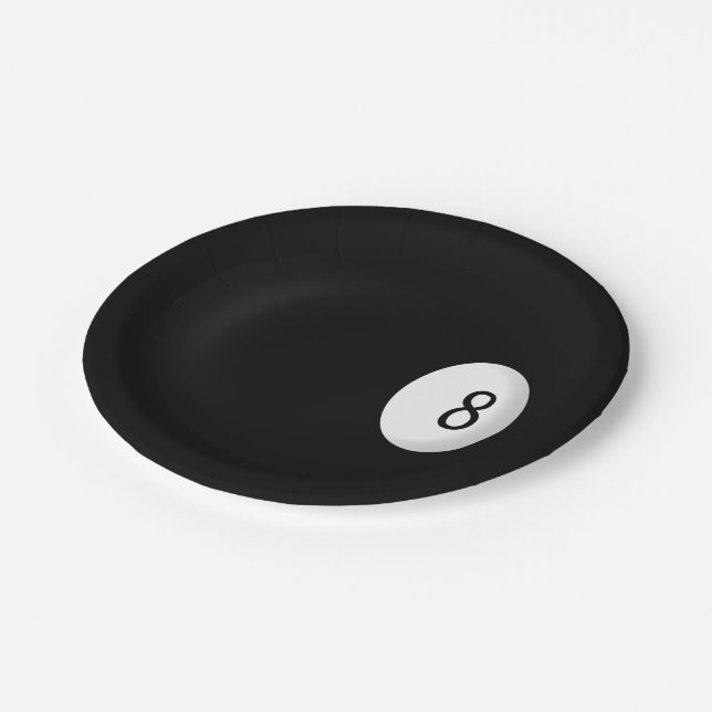 Eight Ball Billiard Theme Paper Plates (Angled)