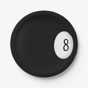 Eight Ball Billiard Theme Paper Plates