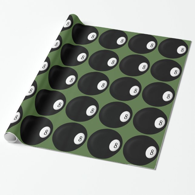 Eight Ball Billiard Wrapping Paper (Unrolled)