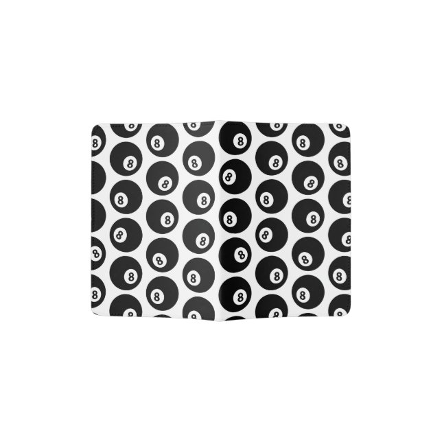 Eight Ball Billiards Pattern Pool Themed Design Passport Holder (Opened)