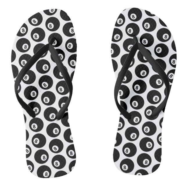 Eight Ball Billiards Pool Pattern CUSTOM COLOR Flip Flops (Footbed)