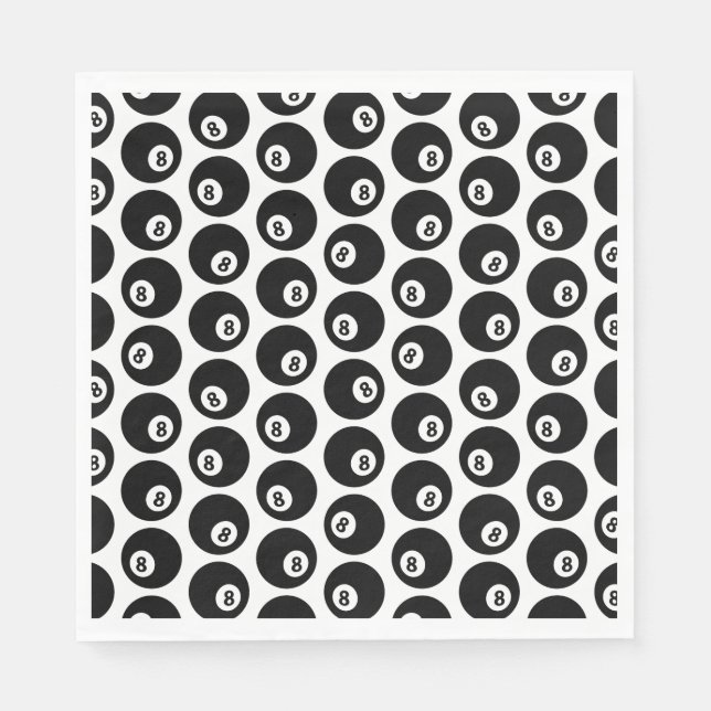 Eight Ball Billiards Pool Pattern CUSTOM COLOR Napkins (Front)