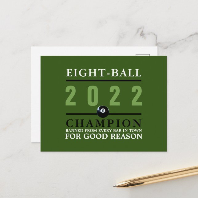 Eight Ball Champion Postcard (Front/Back In Situ)