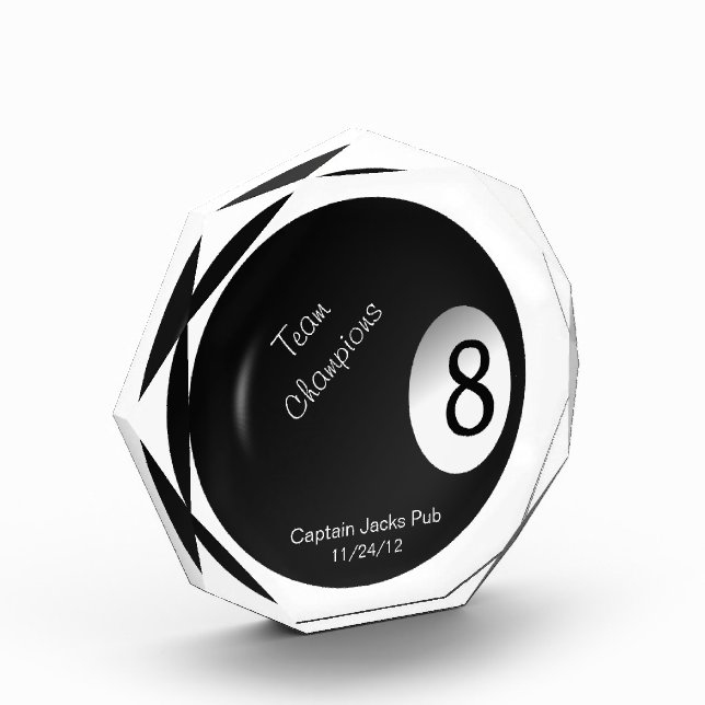 Eight Ball Crystal Billiard Sports Trophy Acrylic Award (Left)