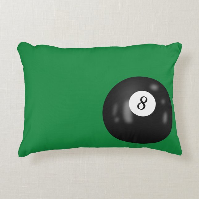 Eight Ball On Green Accent Pillow (Front)