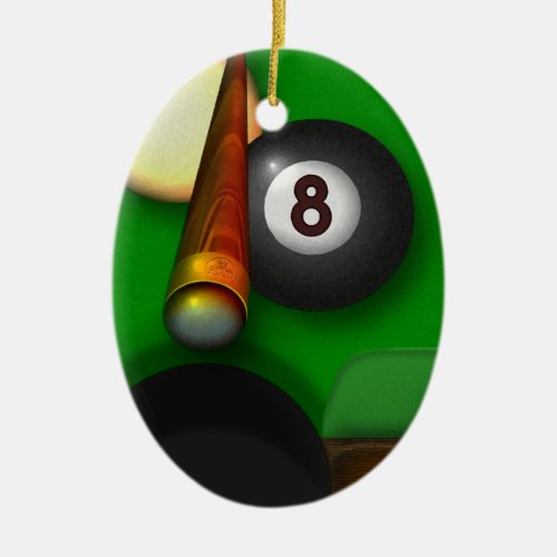 Eight Ball Pool and Billiards Personalized Ceramic Ornament