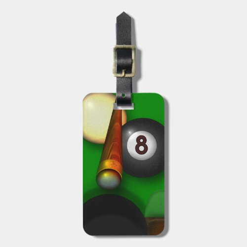 Eight Ball Pool and Billiards Personalized Luggage Tag