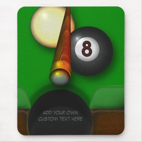 Eight Ball Pool and Billiards Personalized Mouse Pad