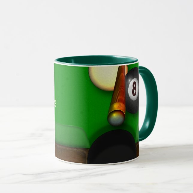 Eight Ball Pool and Billiards Personalized Mug (Front Right)