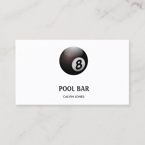 Eight ball pool bar white business card