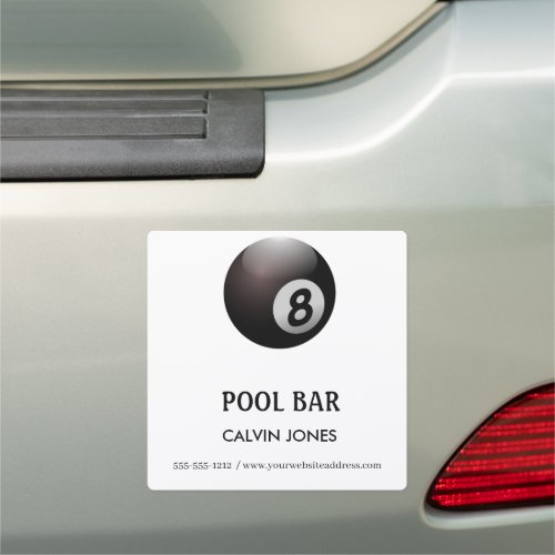 Eight ball pool bar white car magnet