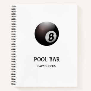 Eight ball pool bar white notebook