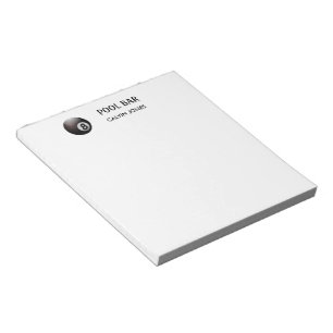 Eight ball pool bar white notepad