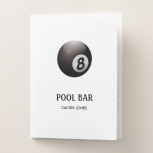 Eight ball pool bar white pocket folder