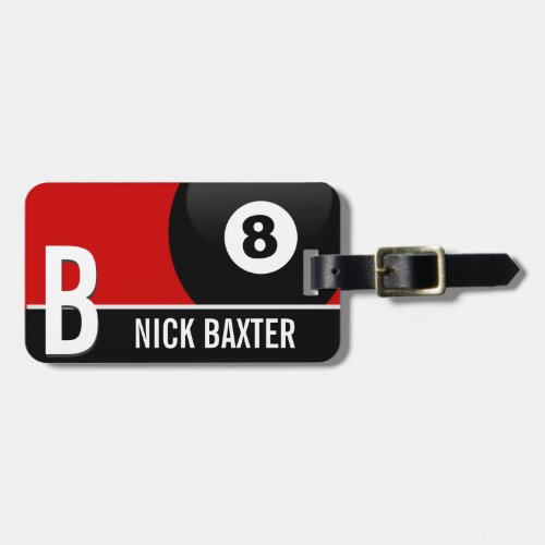 Eight Ball Pool Corner Pocket Monogram Luggage Tag