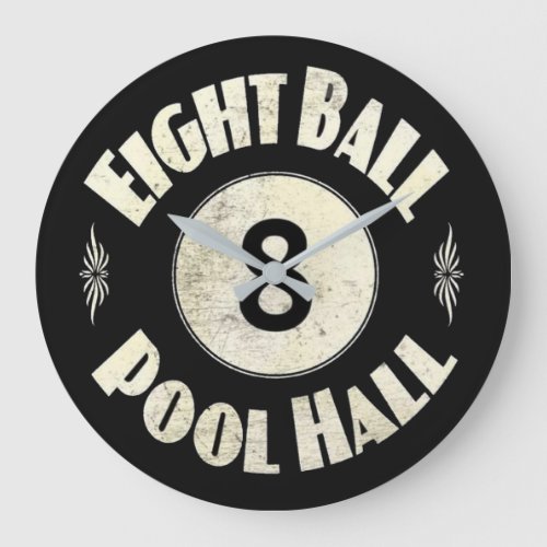 Eight Ball Pool Hall Large Clock