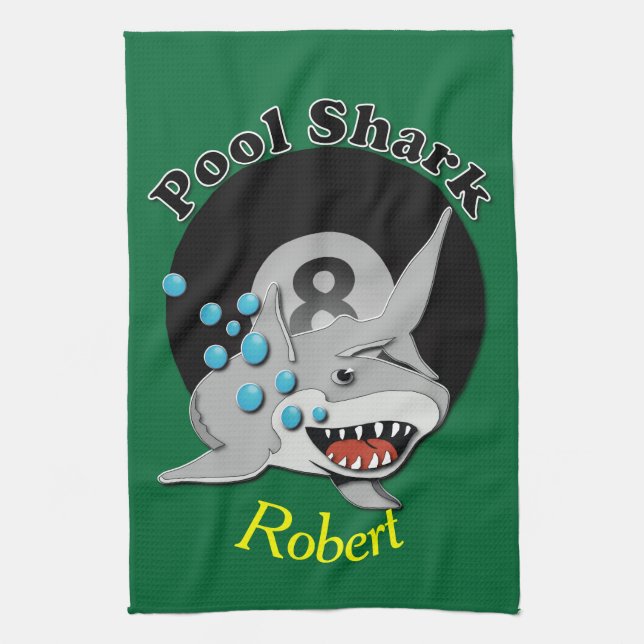 Eight Ball Pool Shark Kitchen Towel (Vertical)