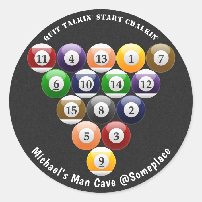 Balls Table Man Cave Games Room Tin Sign or Decal Accessories Snooker Pool 