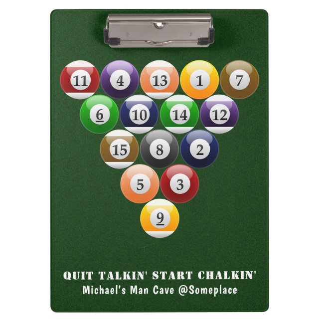 Eight-Ball Rack Billiard Balls 8-Ball Pool Game Clipboard (Front)