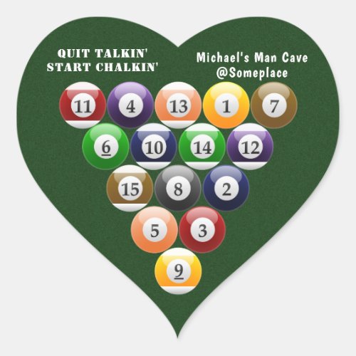Eight_Ball Rack Billiard Balls 8_Ball Pool Game Heart Sticker