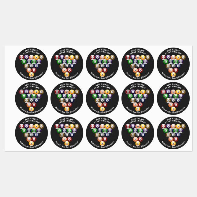 Eight-Ball Rack Billiard Balls 8-Ball Pool Game Labels (Sheet)