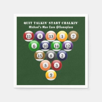 Eight-ball Rack Billiard Balls 8-ball Pool Game Paper Napkins by BCMonogramMe at Zazzle