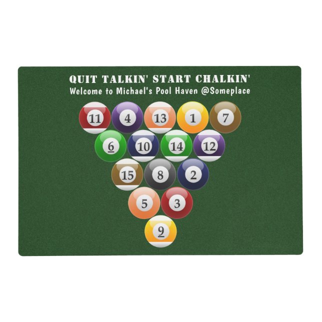 Eight-Ball Rack Billiard Balls 8-Ball Pool Game Placemat (Front)
