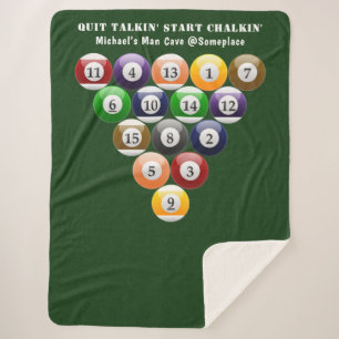 Eight-Ball Rack Billiard Balls 8-Ball Pool Game Sherpa Blanket