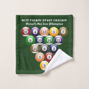 Eight-Ball Rack Billiard Balls 8-Ball Pool Game Wash Cloth