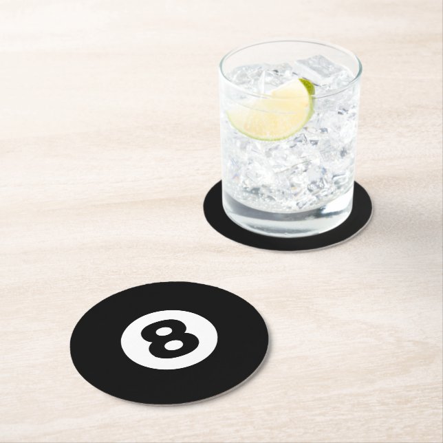 Eight Ball Round Paper Coaster (Insitu)
