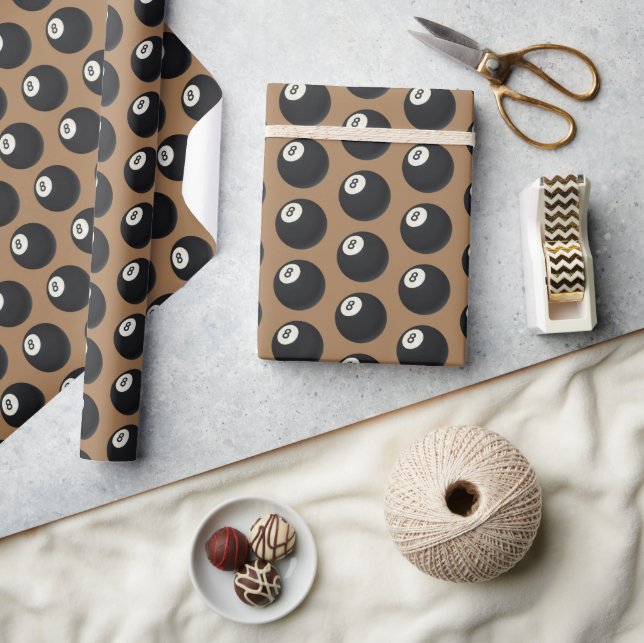 Eight Ball Y2K Snooker 90s gold  Wrapping Paper (Crafts)