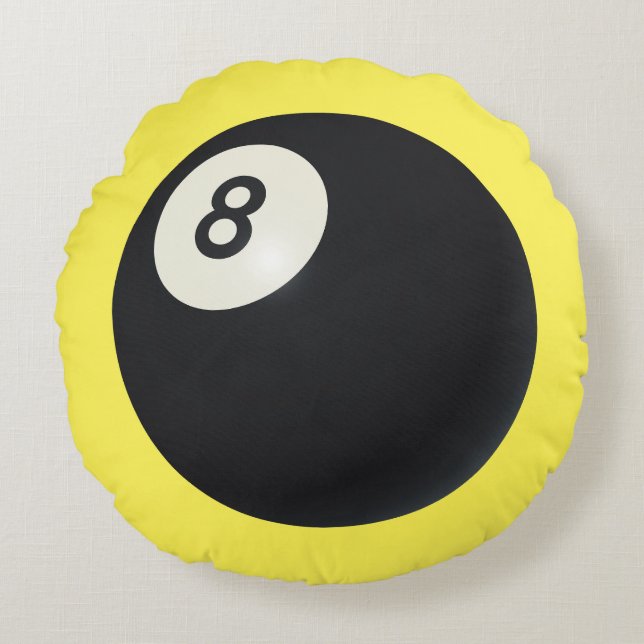 Eight Ball Y2K Snooker 90s Yellow  Round Cushion (Front)