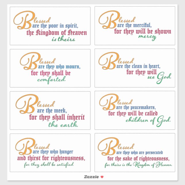 Eight Beatitudes—Matthew 5:1-12 Sticker (Sheet)