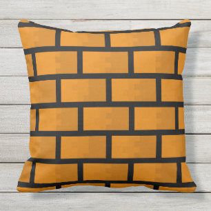 Eight Bit Brick Wall Outdoor Pillow