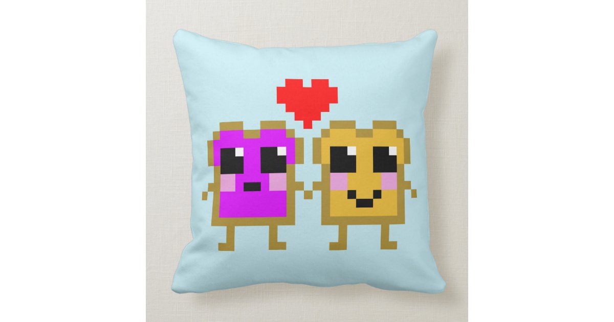 Eight Bit Peanut Butter And Jelly Throw Pillow Zazzle Com