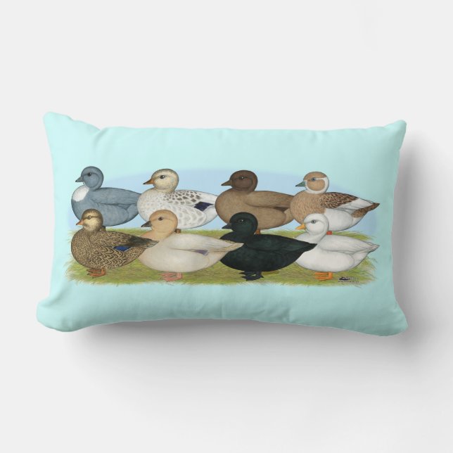 Eight Call Ducks Lumbar Pillow (Front)