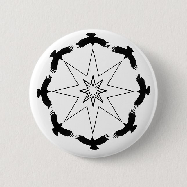 Eight Crow Star Pinback Button (Front)