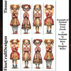 Eight Cute Quirky Steampunk Girls DV3B Decoupage Tissue Paper