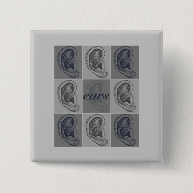 Eight Ears Graphic Pinback Button (Front)