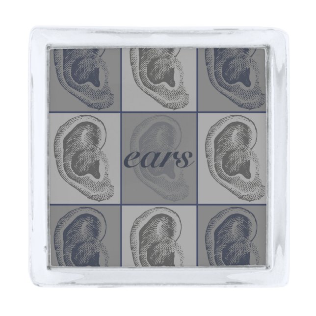 Eight Ears Graphic Silver Finish Lapel Pin (Front)