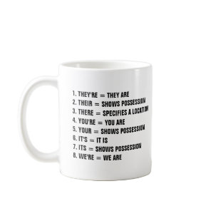 Eight Examples of Proper English Grammar Coffee Mug